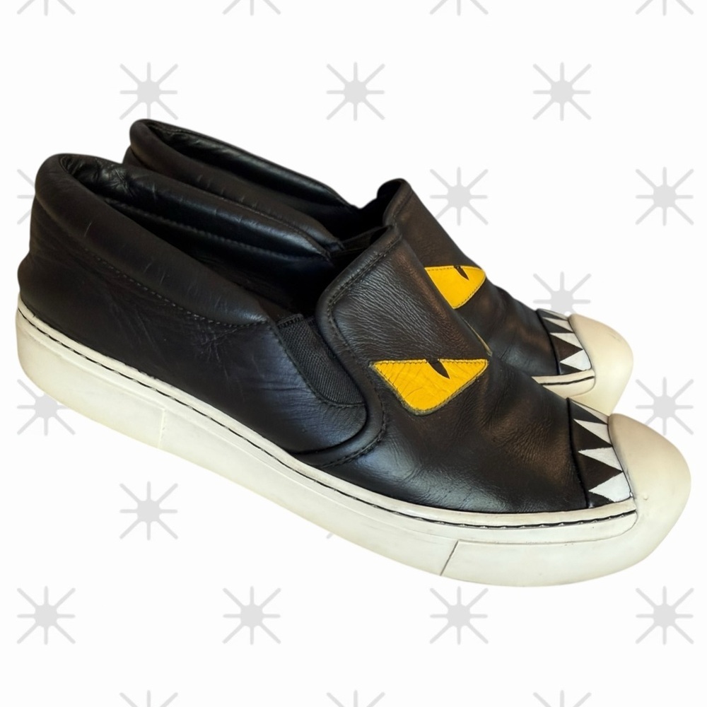 Fendi Black and Yellow Monster Slip-On Shoes - Picture 6 of 6